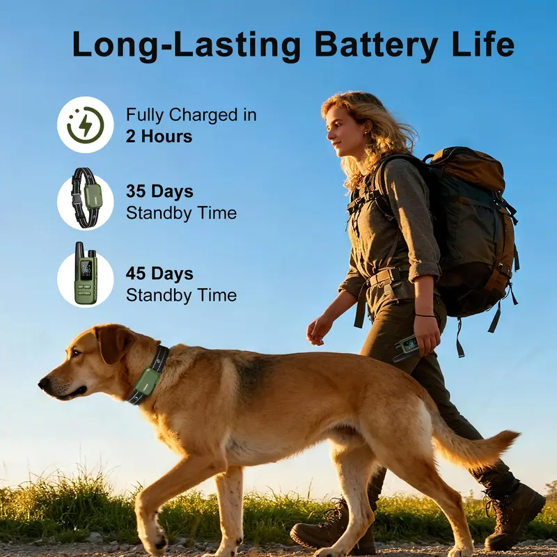4500FT Remote Dog Training Collar, Adjustable Waterproof Rechargeable Pet Training Device with 4 Modes & 2 Channels, Long Range Behavior Control Collar for Outdoor Dogs