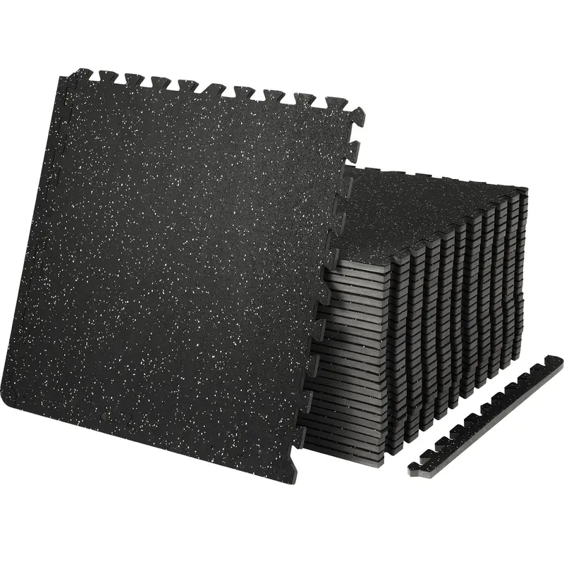 25 Pack 1/2" Thick Interlocking Gym Floor Mats, 24"x24" Heavy Duty EVA Foam Workout Tiles with Rubber Surface, Waterproof Puzzle Flooring for Home Gym, Garage, Basement & Exercise Rooms