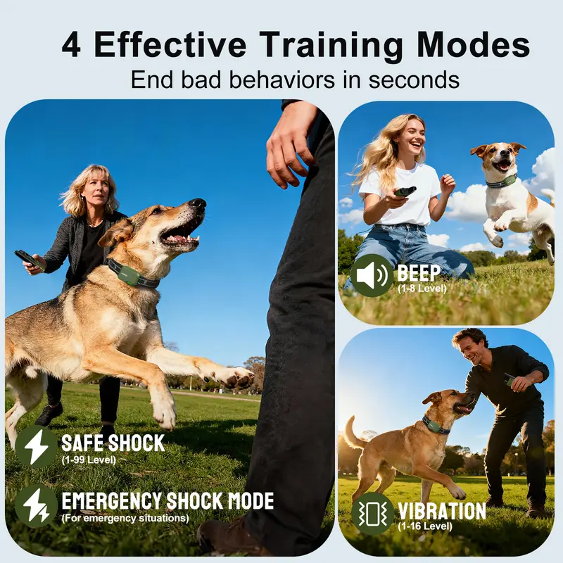 4500FT Remote Dog Training Collar, Adjustable Waterproof Rechargeable Pet Training Device with 4 Modes & 2 Channels, Long Range Behavior Control Collar for Outdoor Dogs
