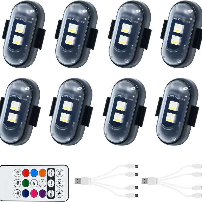 RGB LED Aircraft Strobe Lights with Wireless Remote Control – Multi-Color Flashing Position & Warning Lights for Motorcycles, Cars, Helicopters, Airplanes, Drones, Boats & Outdoor Vehicles