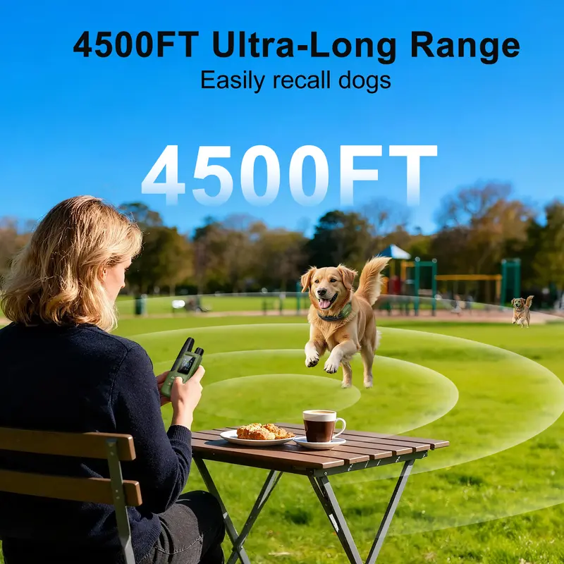 4500FT Remote Dog Training Collar, Adjustable Waterproof Rechargeable Pet Training Device with 4 Modes & 2 Channels, Long Range Behavior Control Collar for Outdoor Dogs
