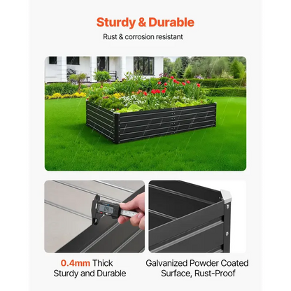 Galvanized Metal Raised Garden Bed, 6.7x3x1.5 FT Rectangular Outdoor Planter Box with Open Bottom for Vegetables, Herbs and Flowers