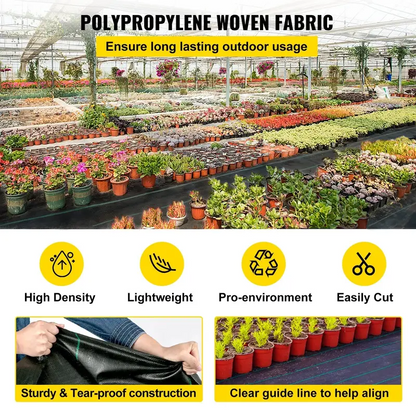Heavy Duty Woven Weed Barrier Fabric, 6.5FT x 300FT Landscape Fabric Roll, 1800 Sq Ft Ground Cover for Gardens, Flower Beds and Outdoor Landscaping