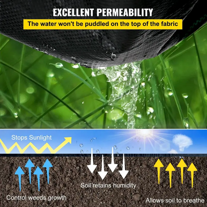 Heavy Duty Woven Weed Barrier Fabric, 6.5FT x 300FT Landscape Fabric Roll, 1800 Sq Ft Ground Cover for Gardens, Flower Beds and Outdoor Landscaping