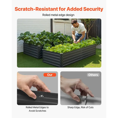 Galvanized Metal Raised Garden Bed, 6.7x3x1.5 FT Rectangular Outdoor Planter Box with Open Bottom for Vegetables, Herbs and Flowers