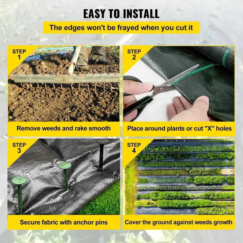 Heavy Duty Woven Weed Barrier Fabric, 6.5FT x 300FT Landscape Fabric Roll, 1800 Sq Ft Ground Cover for Gardens, Flower Beds and Outdoor Landscaping