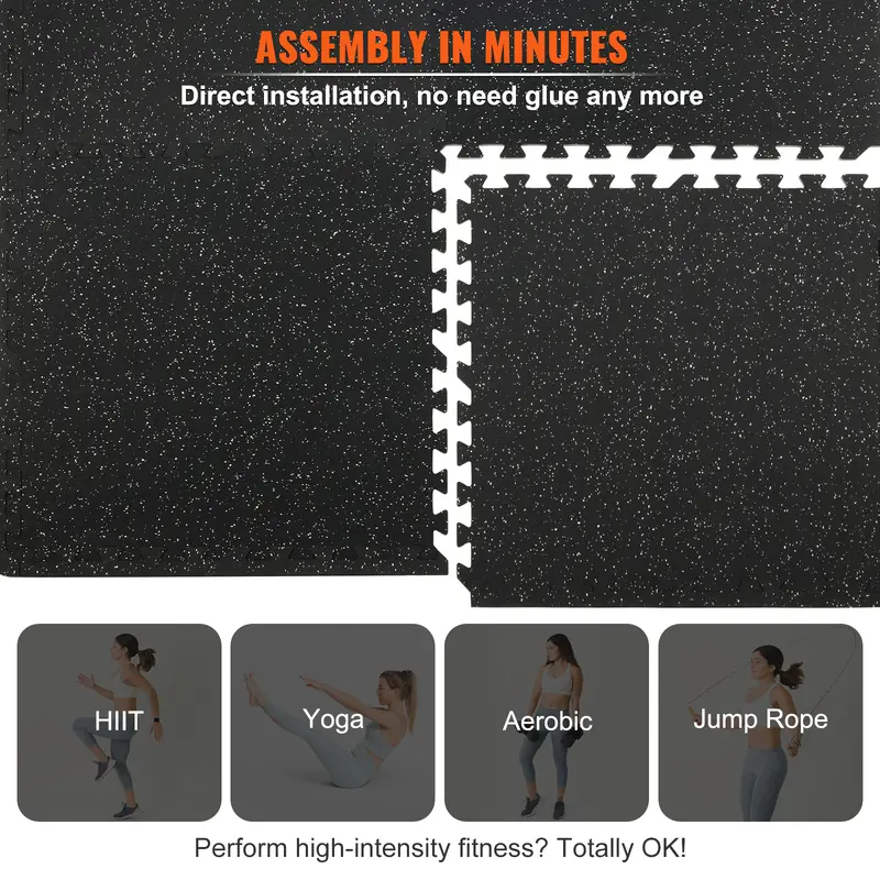 25 Pack 1/2" Thick Interlocking Gym Floor Mats, 24"x24" Heavy Duty EVA Foam Workout Tiles with Rubber Surface, Waterproof Puzzle Flooring for Home Gym, Garage, Basement & Exercise Rooms