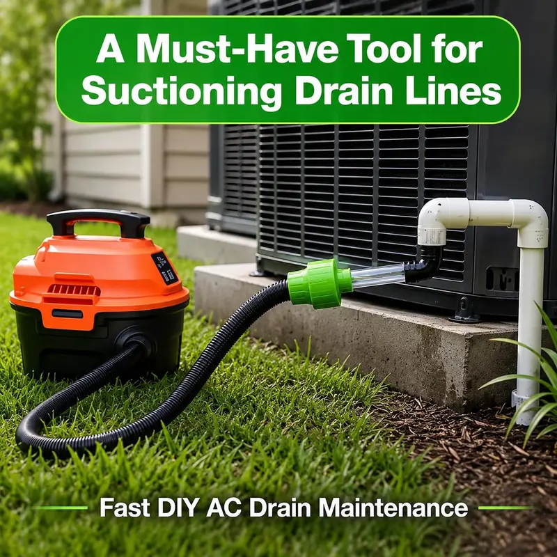 Universal AC Condensate Drain Cleaner Adapter, Wet/Dry Vacuum Attachment for HVAC Drain Pipes, Clear PVC Clog Removal Tool for Fast Drain Cleaning