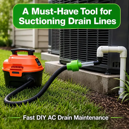 Universal AC Condensate Drain Cleaner Adapter, Wet/Dry Vacuum Attachment for HVAC Drain Pipes, Clear PVC Clog Removal Tool for Fast Drain Cleaning