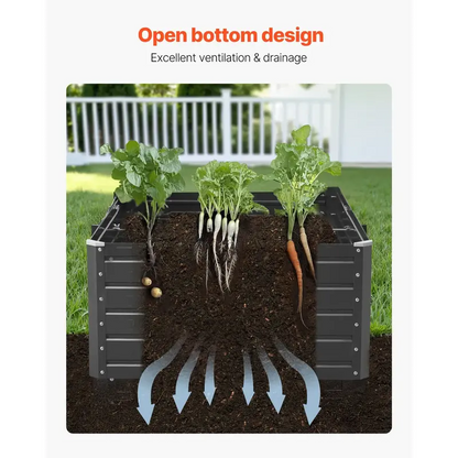 Galvanized Metal Raised Garden Bed, 6.7x3x1.5 FT Rectangular Outdoor Planter Box with Open Bottom for Vegetables, Herbs and Flowers