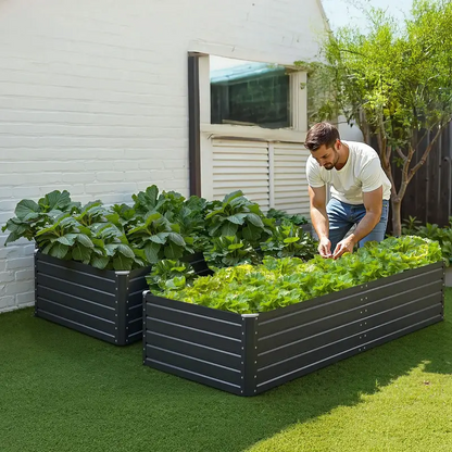 Galvanized Metal Raised Garden Bed, 6.7x3x1.5 FT Rectangular Outdoor Planter Box with Open Bottom for Vegetables, Herbs and Flowers