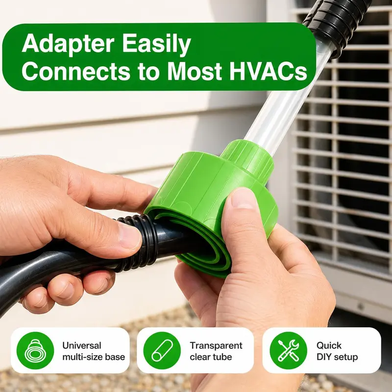 Universal AC Condensate Drain Cleaner Adapter, Wet/Dry Vacuum Attachment for HVAC Drain Pipes, Clear PVC Clog Removal Tool for Fast Drain Cleaning